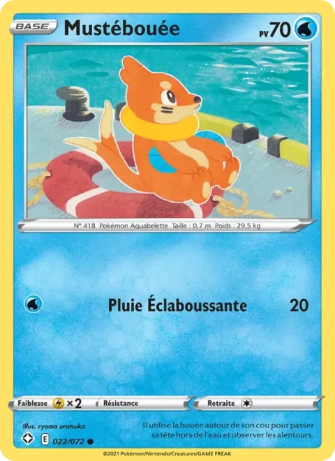 Carte Pokémon Mustébouée 022/072, extension Destinées Radieuses