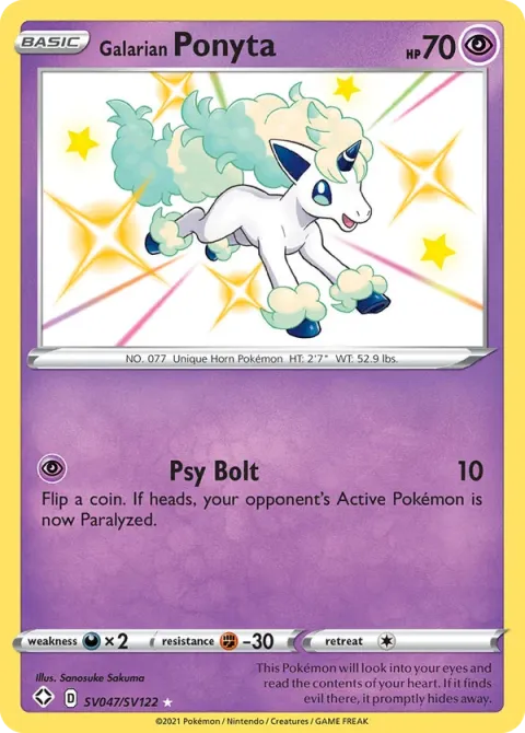 Carte Pokémon Ponyta de Galar SV047/SV122, extension Destinées Radieuses