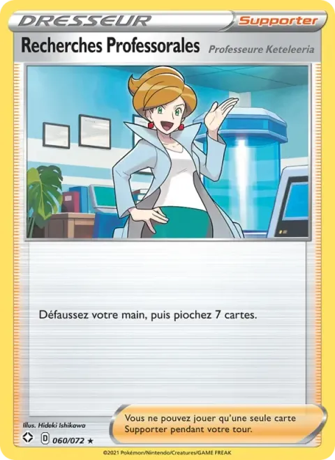 Carte Pokémon Recherches Professorales (Professeure Keteleeria) 060/072, extension Destinées Radieuses