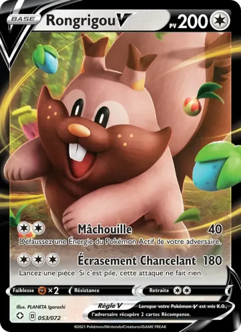 Carte Pokémon Rongrigou V 053/072, extension Destinées Radieuses