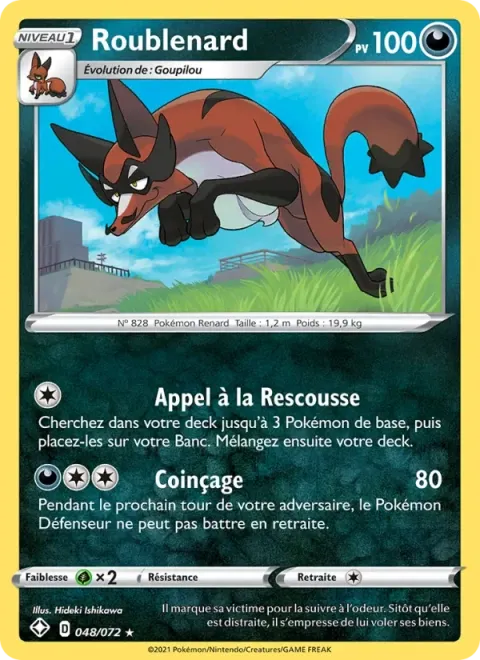 Carte Pokémon Roublenard 048/072, extension Destinées Radieuses