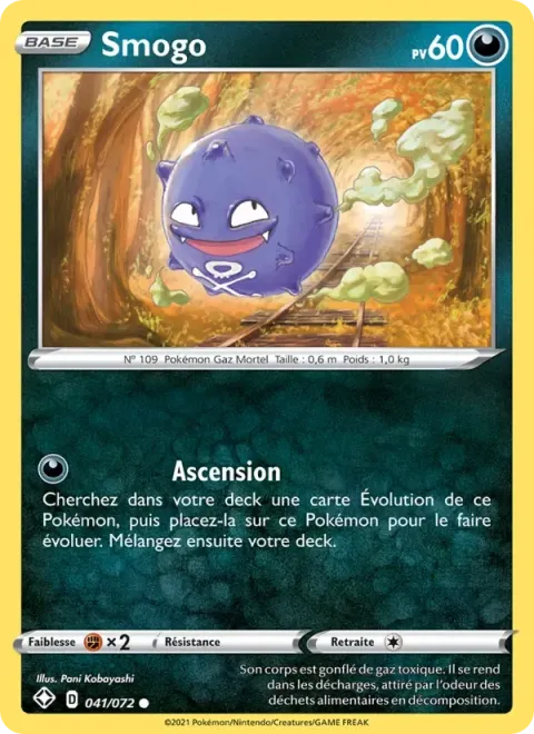 Carte Pokémon Smogo 041/072, extension Destinées Radieuses
