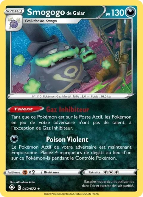 Carte Pokémon Smogogo de Galar 042/072, extension Destinées Radieuses