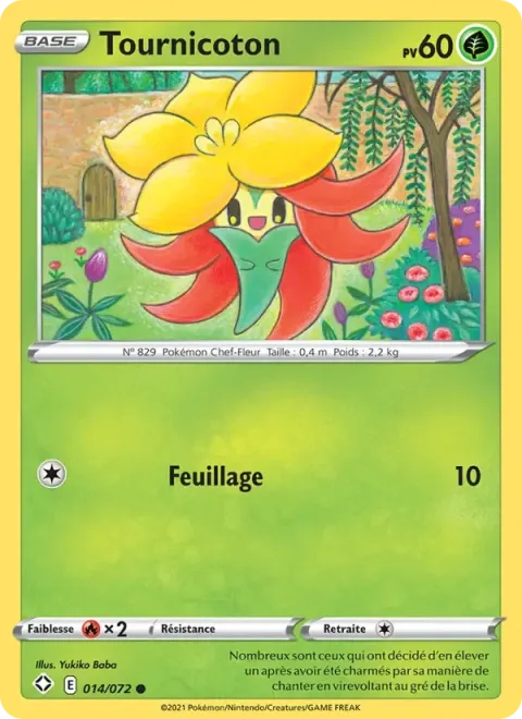 Carte Pokémon Tournicoton 014/072, extension Destinées Radieuses