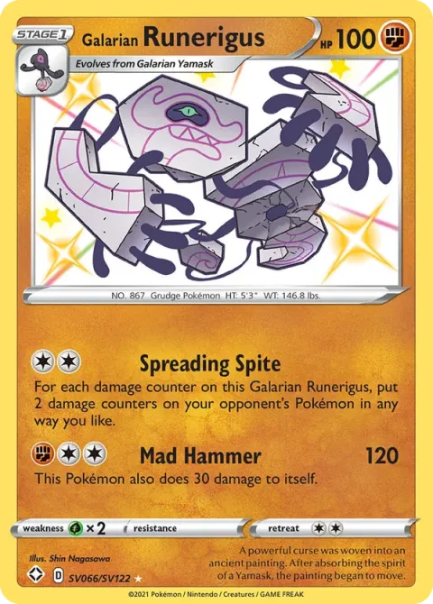 Carte Pokémon Tutétékri de Galar SV066/SV122, extension Destinées Radieuses