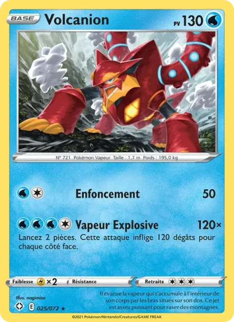 Carte Pokémon Volcanion 025/072, extension Destinées Radieuses