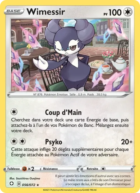 Carte Pokémon Wimessir 056/072, extension Destinées Radieuses