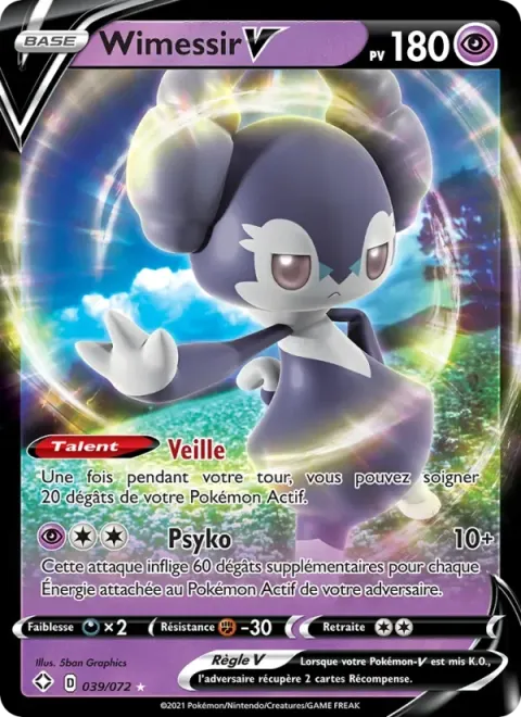 Carte Pokémon Wimessir V 039/072, extension Destinées Radieuses