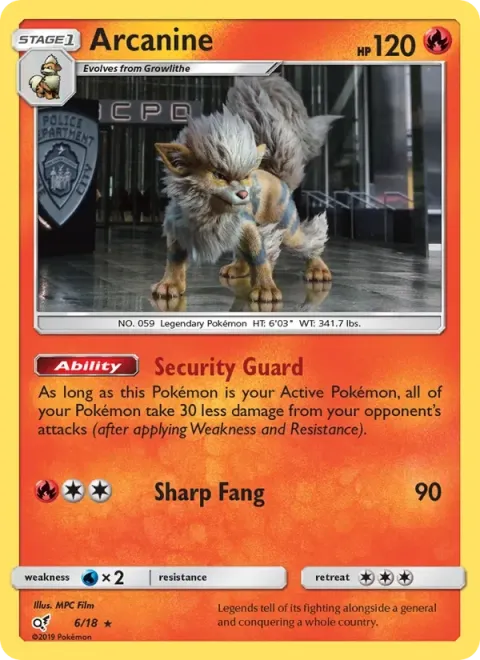Carte Pokémon Arcanin 006/018, extension Détective Pikachu