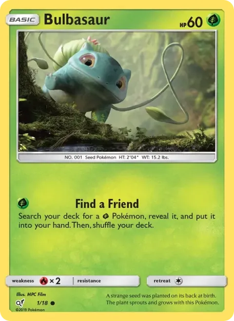 Carte Pokémon Bulbizarre 001/018, extension Détective Pikachu