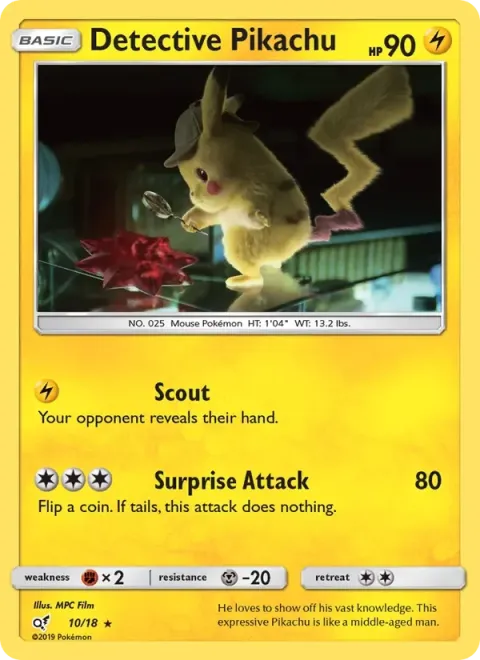 Carte Pokémon Détective Pikachu 010/018, extension Détective Pikachu