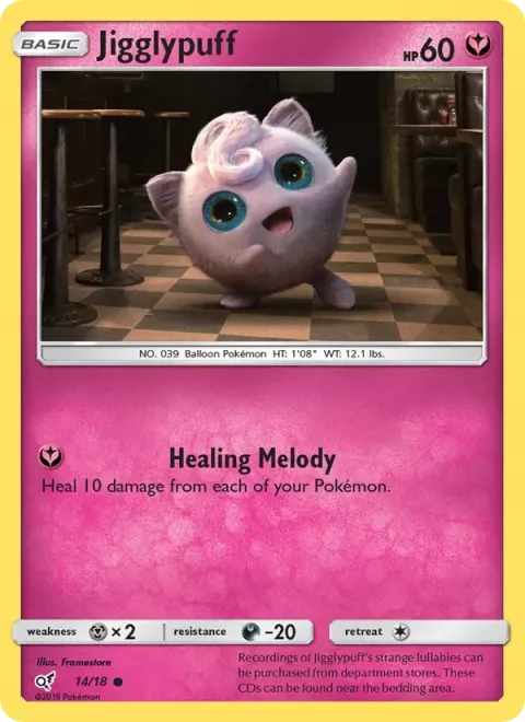 Carte Pokémon Rondoudou 014/018, extension Détective Pikachu