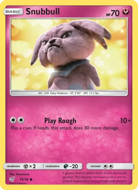 Carte Pokémon Snubbull 015/018, extension Détective Pikachu