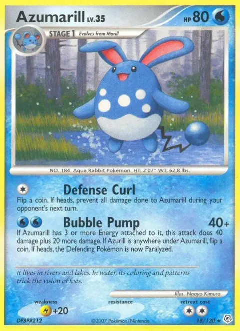 Carte Pokémon Azumarill 018/130, extension Diamant & Perle