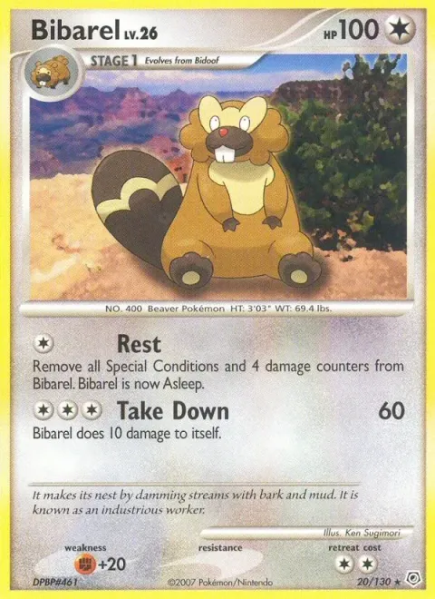 Carte Pokémon Castorno 020/130, extension Diamant & Perle