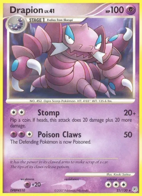 Carte Pokémon Drascore 023/130, extension Diamant & Perle