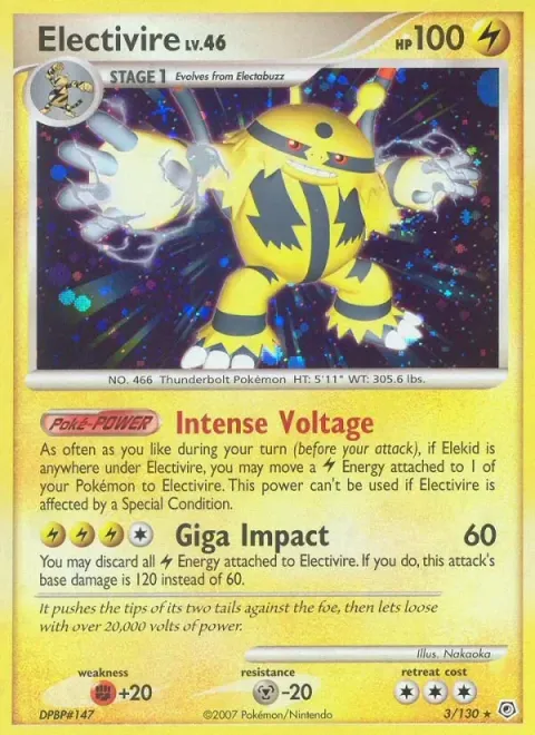 Carte Pokémon Élekable 003/130, extension Diamant & Perle