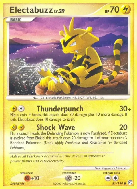 Carte Pokémon Elektek 081/130, extension Diamant & Perle