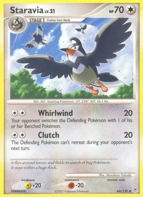 Carte Pokémon Etourvol 064/130, extension Diamant & Perle