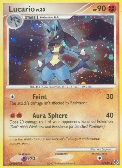 Carte Pokémon Lucario 006/130, extension Diamant & Perle