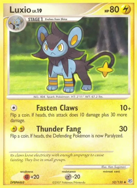Carte Pokémon Luxio 052/130, extension Diamant & Perle