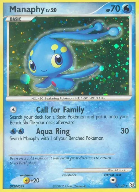 Carte Pokémon Manaphy 009/130, extension Diamant & Perle
