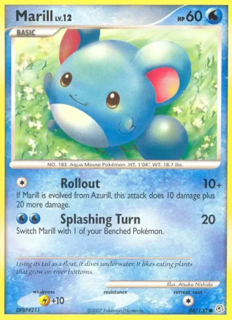 Carte Pokémon Marill 088/130, extension Diamant & Perle