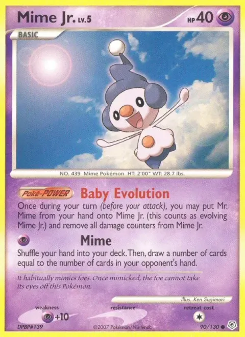 Carte Pokémon Mime Jr. 090/130, extension Diamant & Perle