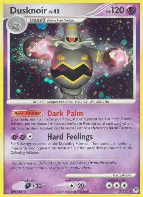 Carte Pokémon Noctunoir 002/130, extension Diamant & Perle