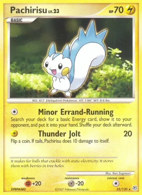 Carte Pokémon Pachirisu 035/130, extension Diamant & Perle