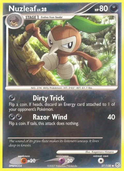 Carte Pokémon Pifeuil 057/130, extension Diamant & Perle