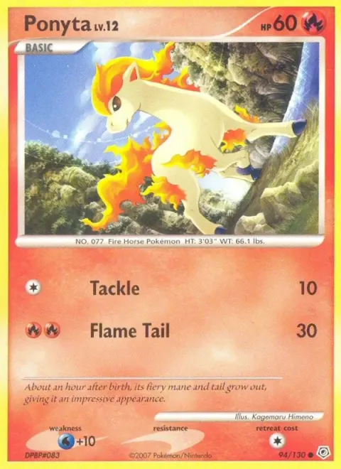 Carte Pokémon Ponyta 094/130, extension Diamant & Perle