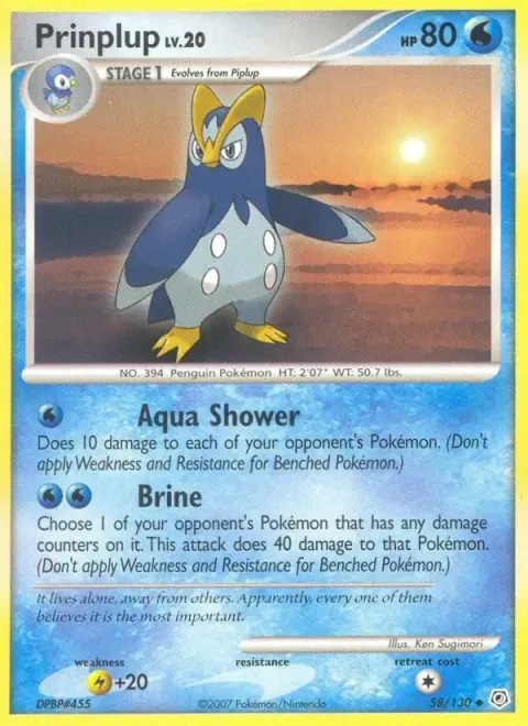 Carte Pokémon Prinplouf 058/130, extension Diamant & Perle