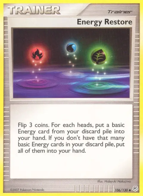 Carte Pokémon Restauration d’énergie 106/130, extension Diamant & Perle