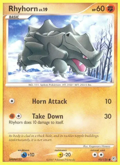 Carte Pokémon Rhinocorne 095/130, extension Diamant & Perle