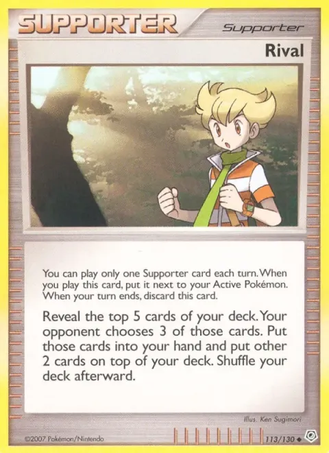 Carte Pokémon Rival 113/130, extension Diamant & Perle