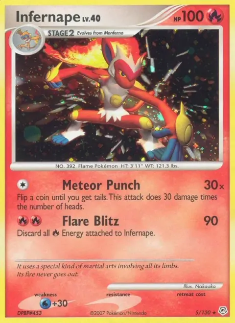 Carte Pokémon Simiabraz 005/130, extension Diamant & Perle