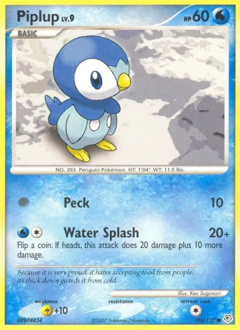 Carte Pokémon Tiplouf 093/130, extension Diamant & Perle