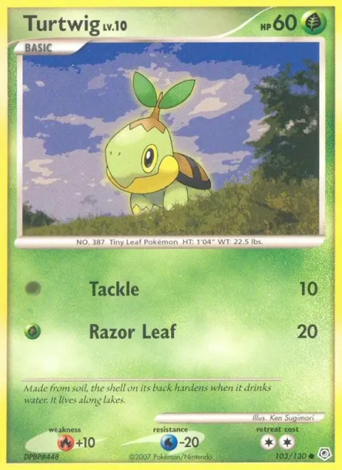 Carte Pokémon Tortipouss 103/130, extension Diamant & Perle