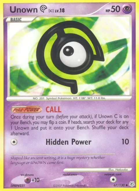 Carte Pokémon Zarbi C 067/130, extension Diamant & Perle