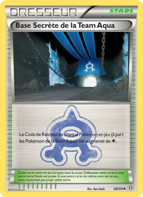 Carte Pokémon Base Secrète de la Team Aqua 028/034, extension Double Danger