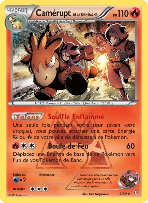 Carte Pokémon Camérupt de la Team Magma 002/034, extension Double Danger