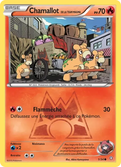 Carte Pokémon Chamallot de la Team Magma 001/034, extension Double Danger