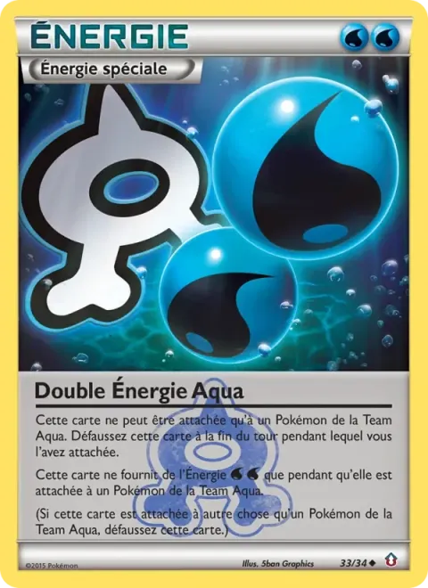 Carte Pokémon Double Énergie Aqua 033/034, extension Double Danger