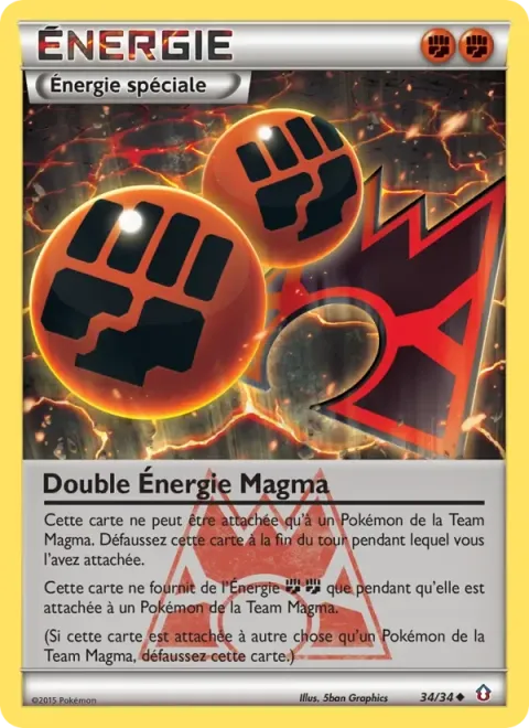 Carte Pokémon Double Énergie Magma 034/034, extension Double Danger
