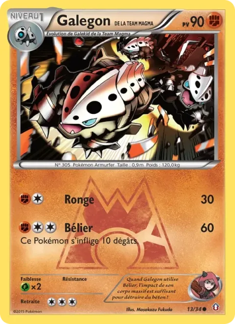 Carte Pokémon Galegon de la Team Magma 013/034, extension Double Danger
