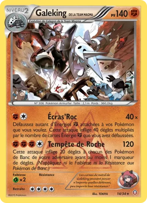 Carte Pokémon Galeking de la Team Magma 014/034, extension Double Danger