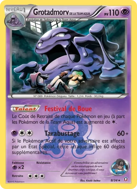 Carte Pokémon Grotadmorv de la Team Aqua 008/034, extension Double Danger