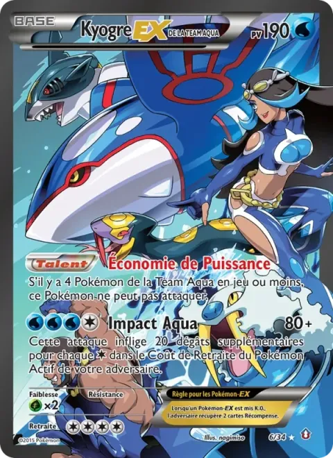 Carte Pokémon Kyogre-EX de la Team Aqua 006/034, extension Double Danger