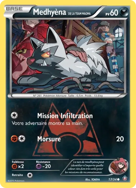 Carte Pokémon Medhyèna de la Team Magma 017/034, extension Double Danger